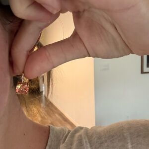 Pink and Gold Crystal Earrings trendy dangle earrings cubic zirconia